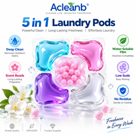 Capsules de lessive jetables 5-en-1 avec billes parfumées, capsules de nettoyage multi-chambres, OEM ODM Marque Privée