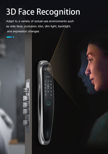 Serrure de porte intelligente Tuya, appels vidéo de haute qualité, œil de chat, empreinte digitale, mot de passe à distance, pour bois, acier, connectivité Wi-<span class=keywords><strong>Fi</strong></span>, <span class=keywords><strong>carte</strong></span> mémoire - Product Image 3