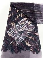 Vente flash : Tissu en dentelle à paillettes brillantes et colorées 100% polyester, matériaux pour robes de mariée nigérianes