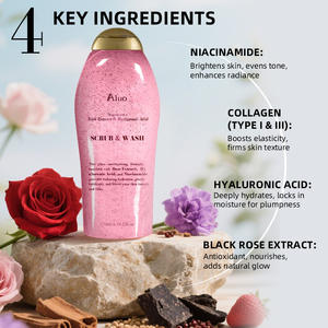 Feminines Duschgel mit <span class=keywords><strong>pH</strong></span>-Ausgleich, Hyaluronsäure, Glättung, Aufhellung, Peeling-Effekt und Körperpeeling - Product Image 2