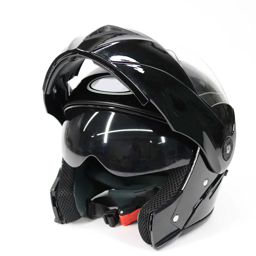 Meilleures ventes en gros casque de moto à rabat sécurisé avec pare-soleil intérieur, Double lentille abordable pour tout le monde