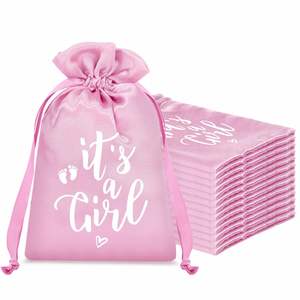 Bolsitas de Tela Satén con Cordón para Recuerdos de Baby Shower, Unisex, Bolsas de Algodón para Invitados, Decoraciones para Revelar el Sexo del Bebé - Product Image 1