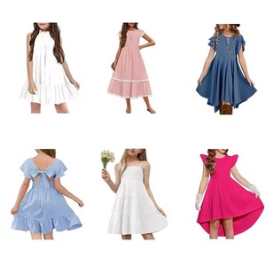 Hot Selling girl Sleeveless Ruffle <b>Dress</b> <b>White</b> Pink <b>Blue</b> <b>Red</b> Multi Color Casual Summer Style Flared Skirt Elegant Everyday Wear - Product Image 1