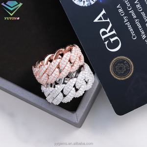 Bague cubaine à deux rangs en argent sterling 925 plaqué or 18 carats, sertie de diamants en moissanite VVS, style hip-hop, très vendue - Product Image 6