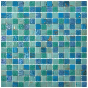 Modern 4mm Square Glass Tile Mosaic Border For Bathroom Backsplash Swimming Pool Designs In Philippines For Interior Hotel Use
