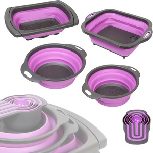 Égouttoir de cuisine pliable en silicone pour évier, passoire, bol mélangeur, planche à découper, ensemble de tasses à mesurer - Product Image 1