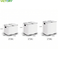 Poubelles de recyclage à double compartiment, poubelle en métal blanc avec pédale, fermeture douce, 40/50/60L, poubelles pour la maison