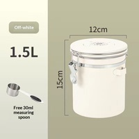 Pot de stockage de café en acier inoxydable rond, scellé sous vide, pour grains et poudre, capacité 1-2L
