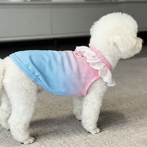Camiseta sin mangas para perro con degradado <span class=keywords><strong>de</strong></span> color rosa y azul, con cuello <span class=keywords><strong>de</strong></span> encaje, linda y transpirable, para perros pequeños y gatos, ropa <span class=keywords><strong>de</strong></span> verano para mascotas - Product Image 5