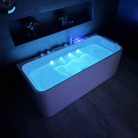 Spa Moderne Rectangulaire en Acrylique Autoportant Intérieur Cascade Jacuzzier Trempage Surface Solide pour Hôtels avec Egouttoir