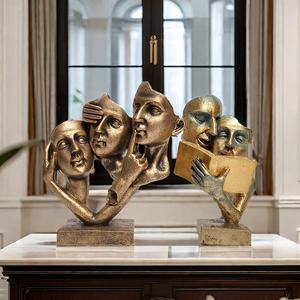 Estatua Modelo <span class=keywords><strong>Silencio</strong></span> Es Oro, Figuras Abstractas Modernas, Resina Pintada a Mano, Decoración Artística Personalizada con Tema de <span class=keywords><strong>Amor</strong></span> para Decoración del Hogar - Product Image 1