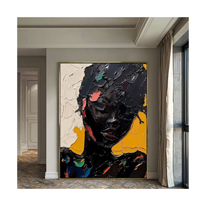 Grande Décoration de Salon, Toile Faite à la Main, Art Mural Abstrait 3D, Femme Noire Sans Visage, <span class=keywords><strong>Peinture</strong></span> de Visages et de Portraits - Product Image 1