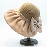 Sombrero de Pescador con Estampado Floral y Lazo, Protección UV, Transpirable, para Mujer, Verano, Estilo Tinta China