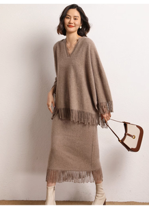 Maglione lavorato a maglia in Cashmere da donna <span class=keywords><strong>con</strong></span> <span class=keywords><strong>frange</strong></span> taglie forti in maglia <span class=keywords><strong>con</strong></span> <span class=keywords><strong>frange</strong></span> - Product Image 4