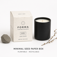 Boîte à bougies personnalisée en papier grainé imprimé, design moderne 3oz, vente en gros, logo personnalisé, design minimaliste, durable, écologique, sur mesure
