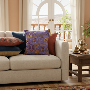 Cushion Cover With Purple Color Turkish Fabric With Turkish Symbols Pattern.... Made in Turkey .... From Turkey - Product Image 3