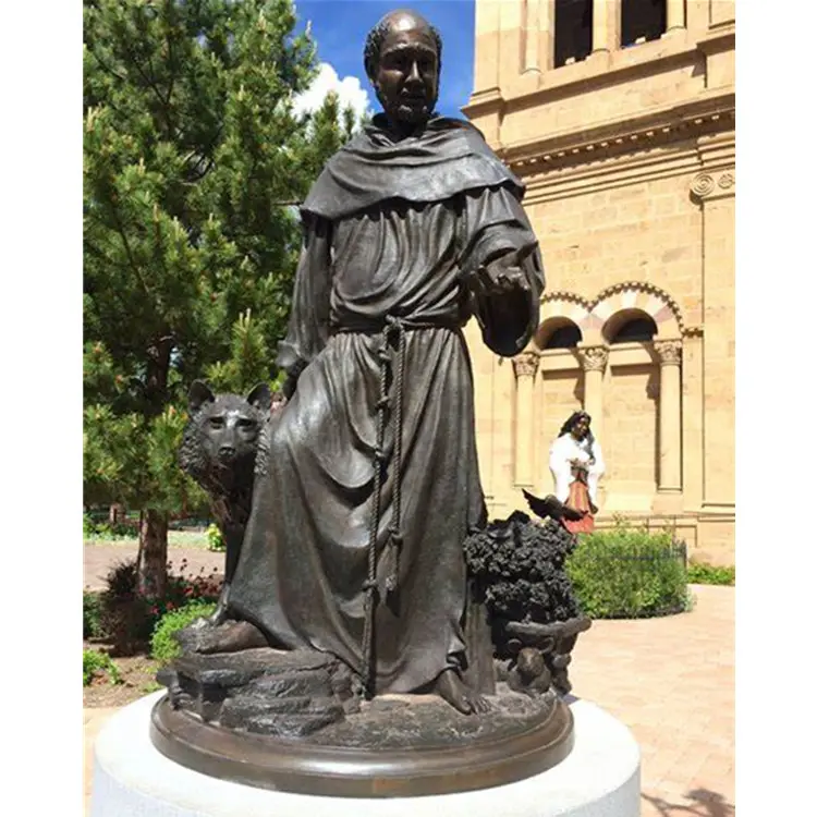 На открытом воздухе скульптура в натуральную величину Бронзовая статуя St Francis of Assisi