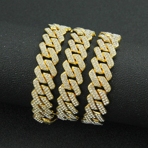 Hot Selling New Hiphop Style Shine Rhinestone Alloy Cuban Chain Men's <b>Bracelets</b> Exaggerated Geometric <b>Bracelet</b> Trendy Jewelry - Product Image 4
