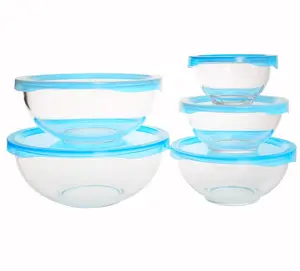 IKOO clear glass eco friendly mixing bowl round oven safe baking bowl with lid