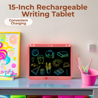 Tablette d'écriture LCD rechargeable de 15 pouces, tableau d'écriture manuscrite, effacement à une touche, couleur ou monochrome, pour l'étude des enfants