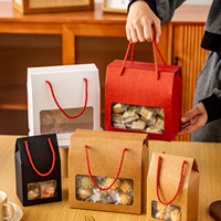 Mehrfarbige Kraftpapier-Geschenkboxen in Schwarz, Rot und Weiß, Umweltfreundlich, Biologisch Abbaubar, Recycelbar, mit Rotem Seilgriff und Klarsichtfenster für Süßigkeiten und Seife