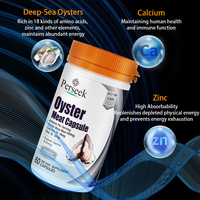 Perseek Capsules d'extrait pur d'huître en peptides 500mg/portion Zinc + Calcium 60 unités Certifié ISO 9001 Énergie Vitalité du sperme