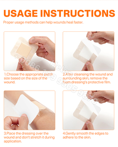 Perban Luka Tahan Air dengan Pinggiran Lembut, Daya Serap Tinggi, Perban Busa Silikon 7.5x7.5cm Bersertifikat CE, Disinfektan Inframerah Jauh - Product Image 3