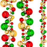 Guirnalda de Bolas de Navidad de Plástico de 1.8m con Campanas, Cadena de Adornos Multicolor para Decoración Navideña