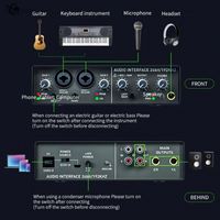 Carte son numérique professionnelle pour studio, enregistrement musical en direct, mixeur, interface audio USB, 2 canaux d'entrée micro, 20Hz-20kHz, 82dB