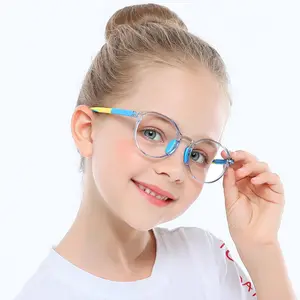时尚可爱的蓝色阻滞剂眼镜 tr90 框架与多色儿童硅胶框架