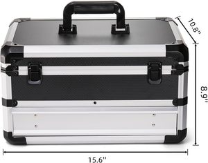 กล่องเก็บเครื่องมือแบบพกพาพร้อมกุญแจล็อค, กล่องใส่เครื่องมือแข็งแรงทำจากอลูมิเนียมอัลลอยด์พร้อมลิ้นชักสำหรับสำนักงาน, โกดัง, โรงยิม, โรงเรียน - Product Image 2