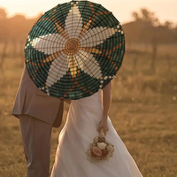 Parapluie de mariage personnalisé imprimé en 3D, couleur verte, design éthiopien, parapluie décoratif en tissu, décoration de fête de mariage