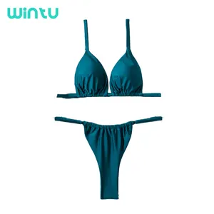 Wintu Custom Wholesale Micro Bikini Women 5 Colors Gather G String Thong Bikini Sexy Mini Bathing Suit for Women