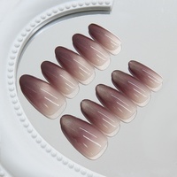 Faux ongles amande détachables style Instagram, dégradé violet raisin œil de chat étoilé, minimaliste, style européen/américain, 30 pièces