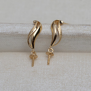 Boucles d'oreilles pour femmes en or 18 carats de forme baroque AU750, perle 7-12, accessoires de bricolage, base vide 4108, composants de bijoux - Product Image 2