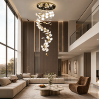 Lustre long à fleurs pour escalier, cage d'escalier, salon, blanc, de luxe, suspendu, pour villa, duplex, hall, entrée