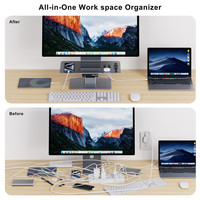 Boîte de logo personnalisée en usine Support de moniteur d'ordinateur avec lumières RVB réglables automatiquement en aluminium de bureau avec HUB USB PD