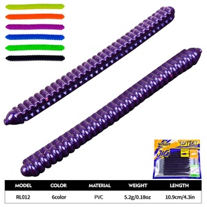 Vente en gros <span class=keywords><strong>de</strong></span> leurres souples <span class=keywords><strong>de</strong></span> surface pour la pêche, 109 mm, 5,2 g, en PVC, ver réaliste, 6 couleurs, design segmenté, eau douce et eau salée - Product Image 3