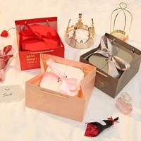 Sac en papier carré personnalisé 2020 20 pièces, sac à bonbons cadeau de mariage rose, avec fourre-tout cadeau pour main