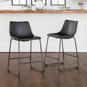 <span class=keywords><strong>Taburete</strong></span> de barra de perfil <span class=keywords><strong>bajo</strong></span> moderno, asiento de piel sintética tapizado a medida <span class=keywords><strong>con</strong></span> marco de metal <span class=keywords><strong>con</strong></span> <span class=keywords><strong>respaldo</strong></span> suavemente recogido - Product Image 2