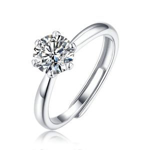 Vente en gros plaqué or 18 carats bague Moissanite redimensionnable pour femme en argent sterling 925 bague en diamant rond taille brillant bijoux - Product Image 1