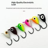 Kit de 30 leurres de pêche sur glace phosphorescents, 5 styles, 1,3-1,8g, hameçons à tête plombée en boîte, pour la pêche en eau douce en hiver (perche, crappie)