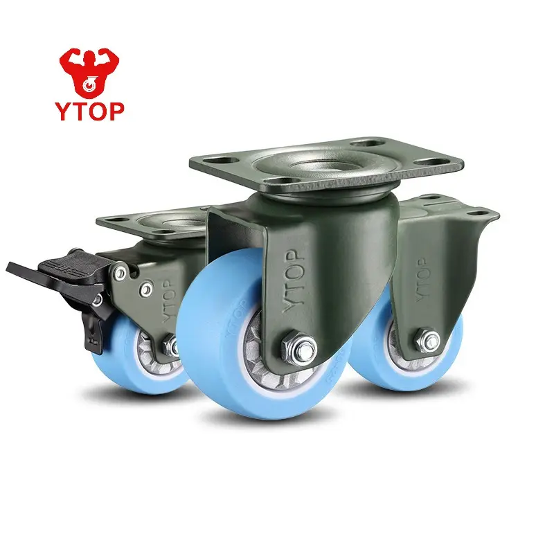 Grosir Pabrik Kastor YTOP Heavy Duty Pu Casters Wheels Blue Swivel Wheels Industrial Caster wheels