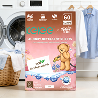 Feuilles de lessive écologiques Teddy Island Accesorios, bandes biodégradables à dissolution rapide, nettoyage ultra-concentré et puissant