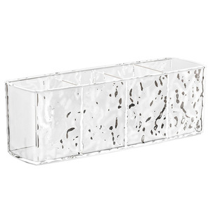 Transparent Gray And <b>White</b> Storage Box With Compartments For Makeup <b>Pens</b> Eyebrow Pencils Stationery Desktop Organizer - Product Image 1