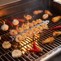 Fourchettes et brochettes de barbecue d'extérieur en acier inoxydable WELAND Creative Design pour poisson, fruits de mer, viande - Lavables au lave-vaisselle