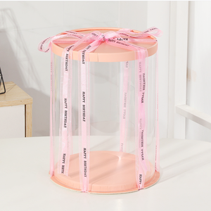 Caixa transparente rosa de bolo, rede vermelha, atacado, personalização, caixa de pvc - Product Image 1