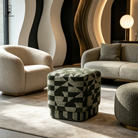 Pouf carré en tissu jacquard chenille abstrait, tabouret cube moderne pour salon, repose-pieds décoratif, banc décoratif – Vente en gros