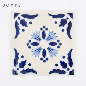 Joyye Glossy Glaze Stone ware Coaster Sets Individuell bedruckte Untersetzer mit Kork boden Für Tischs chutz