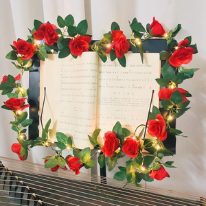 Guirlande lumineuse en soie en forme de rose avec LED flexibles, réaliste et romantique, idéale pour les mariages et la Saint-Valentin - Product Image 2